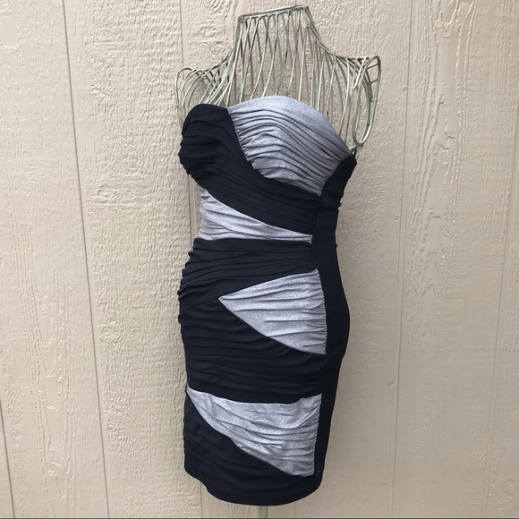 LOVE Tease Silver Black Strapless Evening Dress 3 - Picture 2 of 8